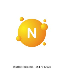 Nitrogen molecule icon. Molecule of Nitrogen. N. Chemical element. Chemistry and scientific research concept