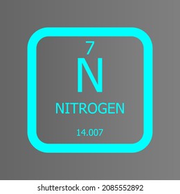 Nitrogen N Chemical Element vector illustration diagram, with atomic number and mass. Simple flat dark gradient design for education, lab, science class.