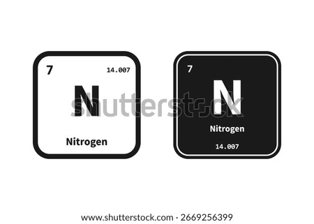 Nitrogen, N, chemical periodic element icon. The chemical element of the periodic table. Sign with atomic number.