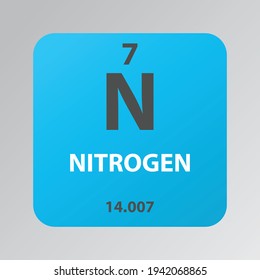 Nitrogen N Non reactive metal Chemical Element vector illustration diagram, with atomic number and mass. Simple flat design for education, lab, science class.
