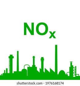 Nitrogen oxides and industry on white