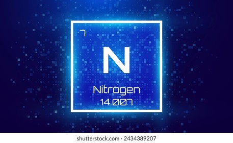 Nitrogen. Periodic Table Element with Symbol N. Chemical Element Card with Number and Atomic Weight. Design for Education, Lab, Science Class. Vector Illustration.