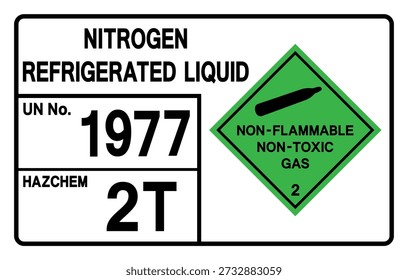 Líquido refrigerado nitrogênio UN 1977 Símbolo Sinal, Ilustração vetorial, Isolar no fundo branco, Rótulo. EPS10
