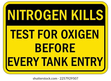 Nitrogen warning chemical sign and labels