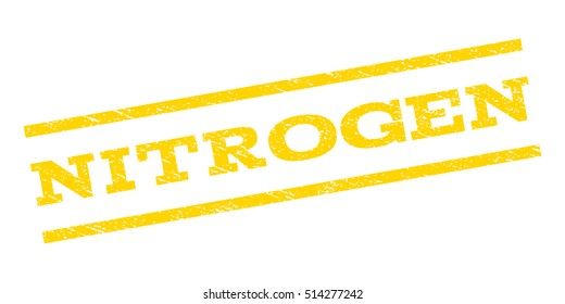 Nitrogen watermark stamp. Text caption between parallel lines with grunge design style. Rubber seal stamp with dirty texture. Vector yellow color ink imprint on a white background.