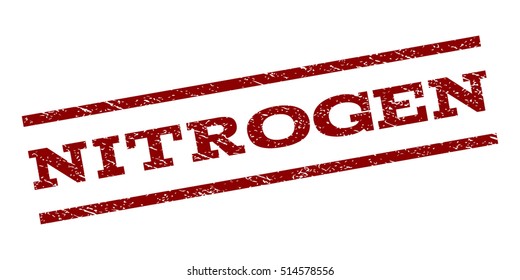 Nitrogen watermark stamp. Text caption between parallel lines with grunge design style. Rubber seal stamp with unclean texture. Vector dark red color ink imprint on a white background.