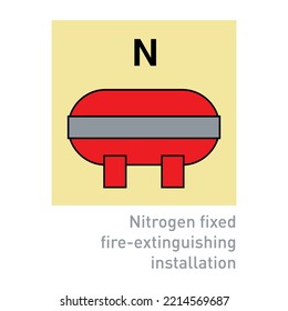  Incendios fijos de nitrógeno - instalación de extinción - Señales internacionales de control de incendios y seguridad - Nitrógeno, extinción de incendios, Instalación, Control de incendios, Sistema de supresión. 