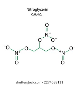 Nitroglecyrin-Formel. Bio-Lebensmittel. Vektorgrafik.