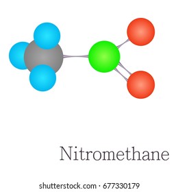 Nitromethane 3D molecule. Cartoon illustration of nitromethane 3D molecule vector for web design