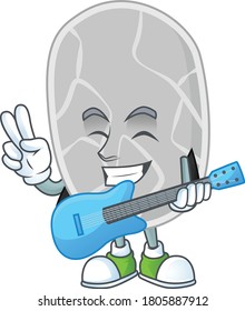 Nitrospirae cartoon character style plays music with a guitar. Vector illustration