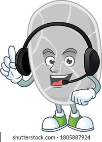 Nitrospirae cartoon character style speaking with friends on headphone. Vector illustration