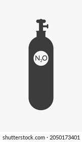 Nitrous oxide cylinder vector icon isolated on white background.