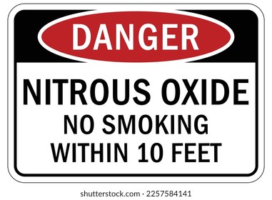 Nitrous oxide warning chemical sign and labels svg