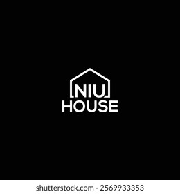 NIU HOUSE modern typography simple Home icon illustration Logo.