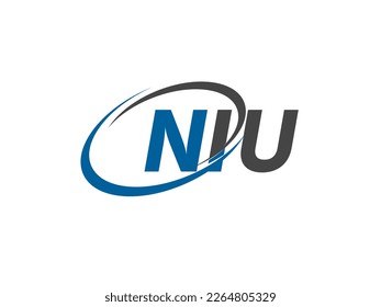 NIU letter creative modern elegant swoosh logo design