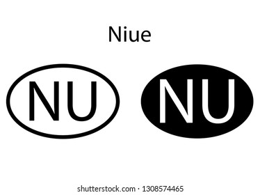 Niue country code icon.  Iso code country domain name.   NU  - Niue abbreviated. vector
