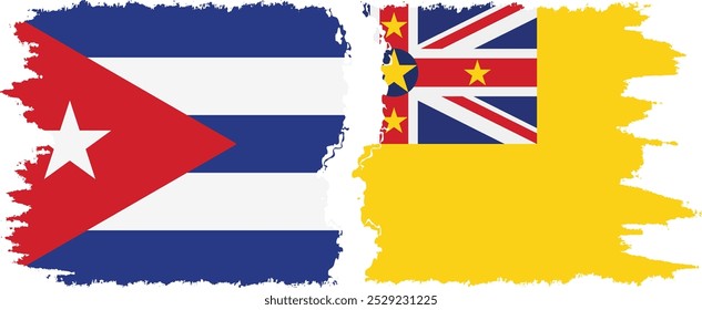 Niue y Cuba grunge banderas conexión, Vector