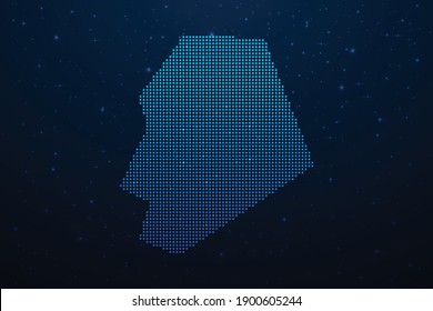 Niue dotted map in futuristic style, glowing outline made of stars lines dots. Communication, internet technologies concept on dark blue space background. Vector illustration.