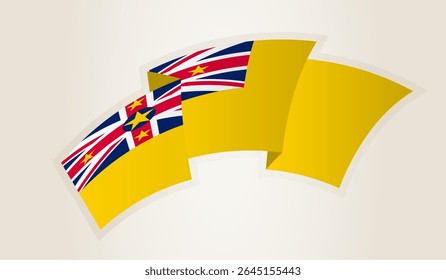 Niue Flag in Abstract Ribbon Shape, National Symbol of the Niue. This vector is ideal for use in national events, Independence Day, international sports competitions.