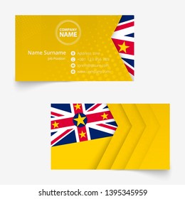 Niue Flag Business Card, standard size (90x50 mm) business card template with bleed under the clipping mask.