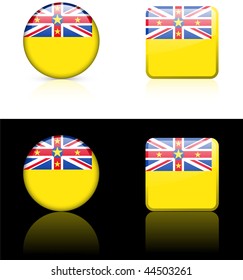 niue Flag Buttons on White and Black Background Original Vector Illustration