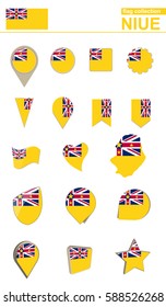 Niue Flag Collection. Big set for design. Vector Illustration.