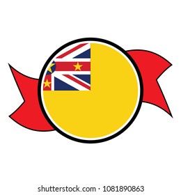 Niue flag in glossy round button of icon. flag logo of Niue emblem isolated on white background, Niue national concept sign, Vector illustration.