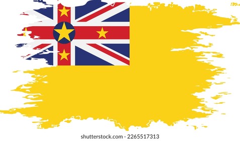 Niue flag grunge brush color image, vector