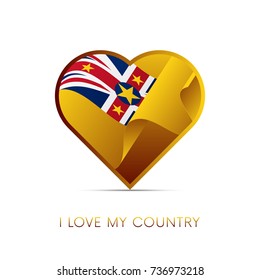 Niue flag in heart. I love my country. Sign. Vector illustration.