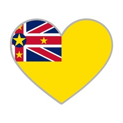 Niue flag in heart shape. Heart Niue symbol. Vector illustration