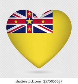 Niue flag in heart shape. Vector illustration.