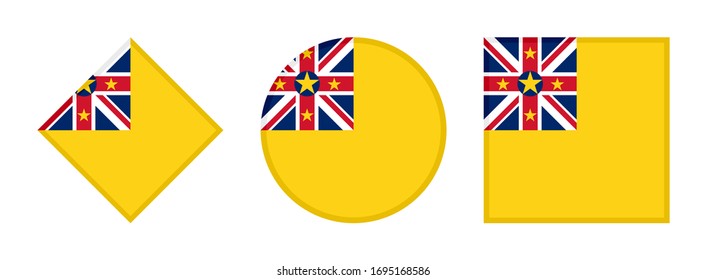 niue flag icon set, isolated on white background