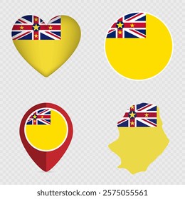 Niue Flag Icons Pack. Vector illustration.