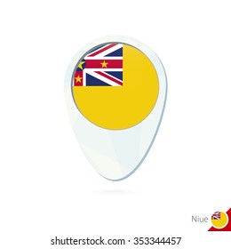 Niue flag location map pin icon on white background. Vector Illustration.