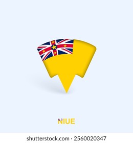 Niue Flag Map Pointer Design with Shadow. Vector illustrator.