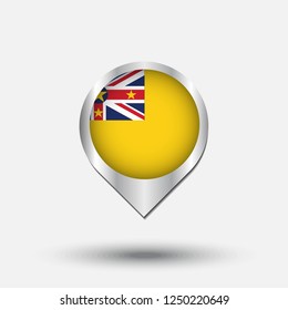 Niue flag map pointer with shadow. Vector illustration