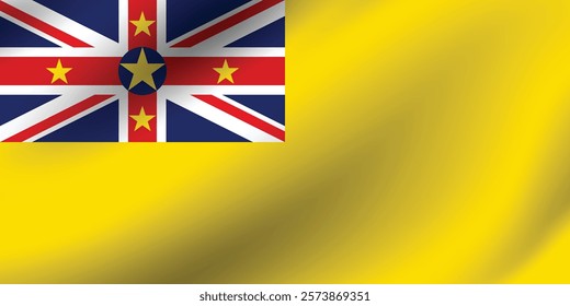 Niue flag official colors and proportion digital vector illustration. Pleated flag.