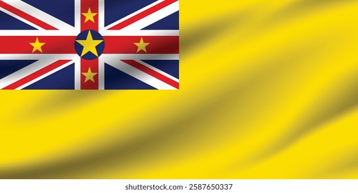 Niue flag official colors and proportion digital vector illustration. Waving flag.