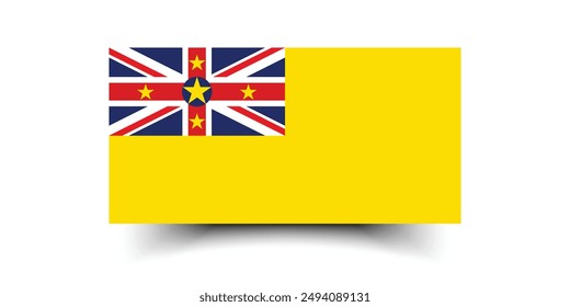 Bandera de Niue. Bandera de Niue. La proporción oficial. Icono de marca. Color estándar. Tamaño estándar. Una bandera rectangular. Ilustración de computadora. Ilustración digital Ilustración vectorial.