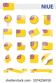 Niue Flag Set - Vector Illustration