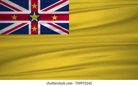 Niue flag vector. Vector flag of Niue blowig in the wind. EPS 10.