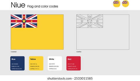 Versión de Niue Flag de iconos, contornos y colores