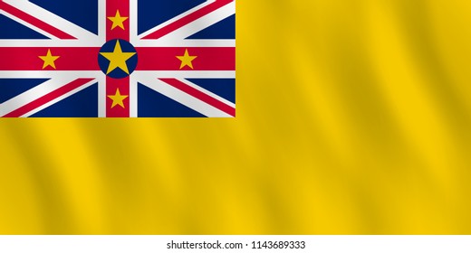 Niue flag with waving effect, official proportion.