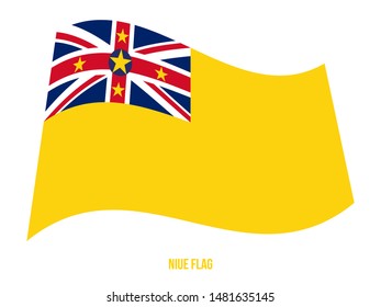 Niue Flag Waving Vector Illustration on White Background. Niue National Flag.