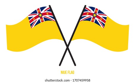 Niue Flag Waving Vector Illustration on White Background. Niue National Flag.