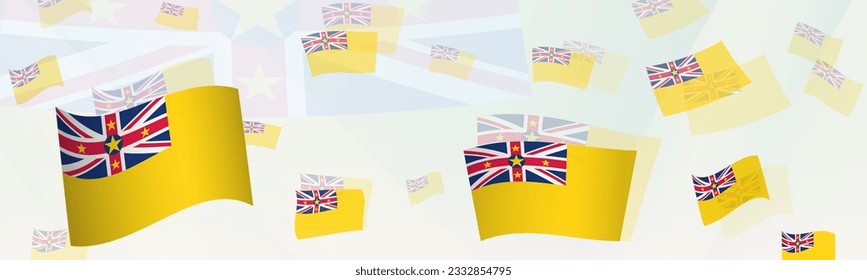 Niue flag-themed abstract design on a banner. Abstract background design with National flags. Vector illustration.
