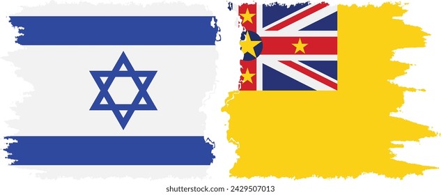 Niue and Israel grunge flags connection, vector