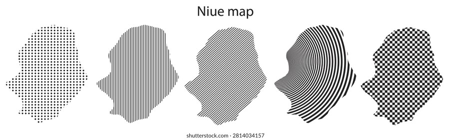 Niue map infographic simple design element black abstract geometric pattern icon style Niue country landscape outline shape vector illustration
