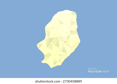 Niue Map en estilo de Vector de polígono de polietileno bajo, ilustración de forma geométrica con tonos amarillos suaves sobre fondo azul, silueta limpia para infografía.