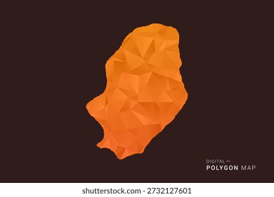 Niue Mapa - bajo Vector de polígono polivinílico, silueta triangulada geométrica en tonos naranja y marrón oscuro, estilo infográfico moderno limpio, fondo aislado.